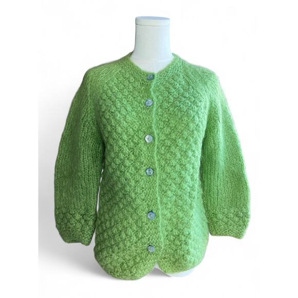 Vintage Macy's Assc Handknit 3/4 Slv Cardigan from Italy Sz 36 - Picture 1 of 5